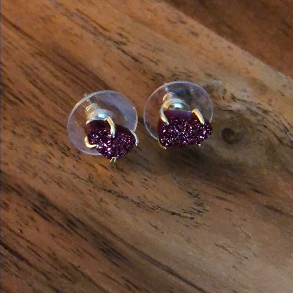 Red Sparkly Druzy Kendra Scott Stud Earrings